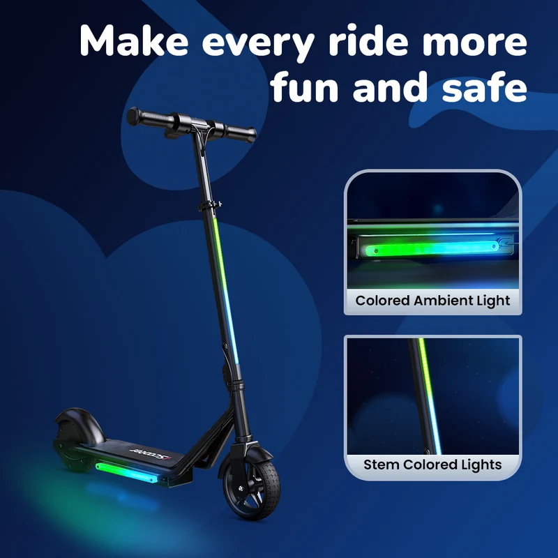 iScooter iK3Pro Electric Scooter for Kids with Colorful Lights & Height Adjustable