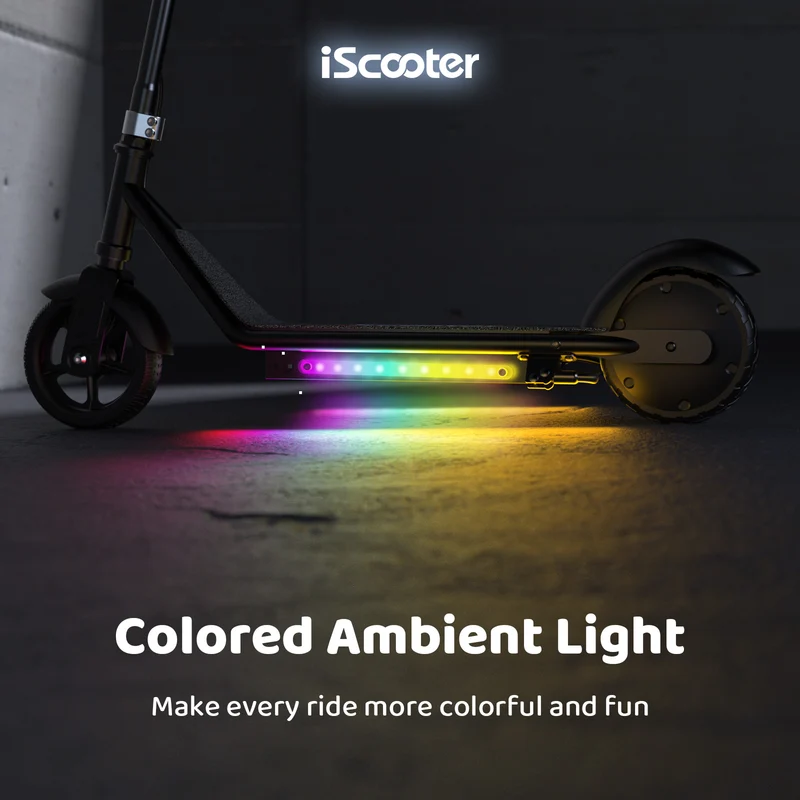 iScooter iK3Pro Electric Scooter for Kids with Colorful Lights & Height Adjustable