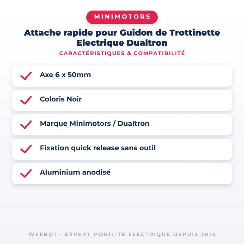 Attache rapide pour Guidon de Trottinette Electrique Dualtron