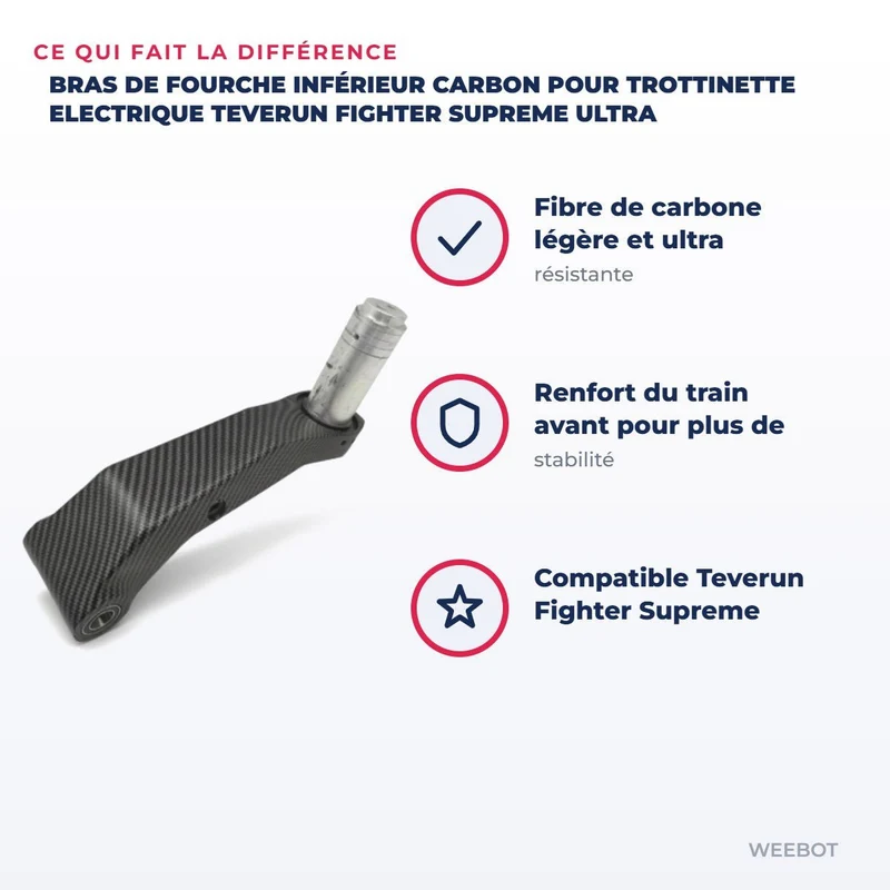 Bras de Fourche inférieur Carbon pour Trottinette Electrique Teverun Fighter Supreme Ultra