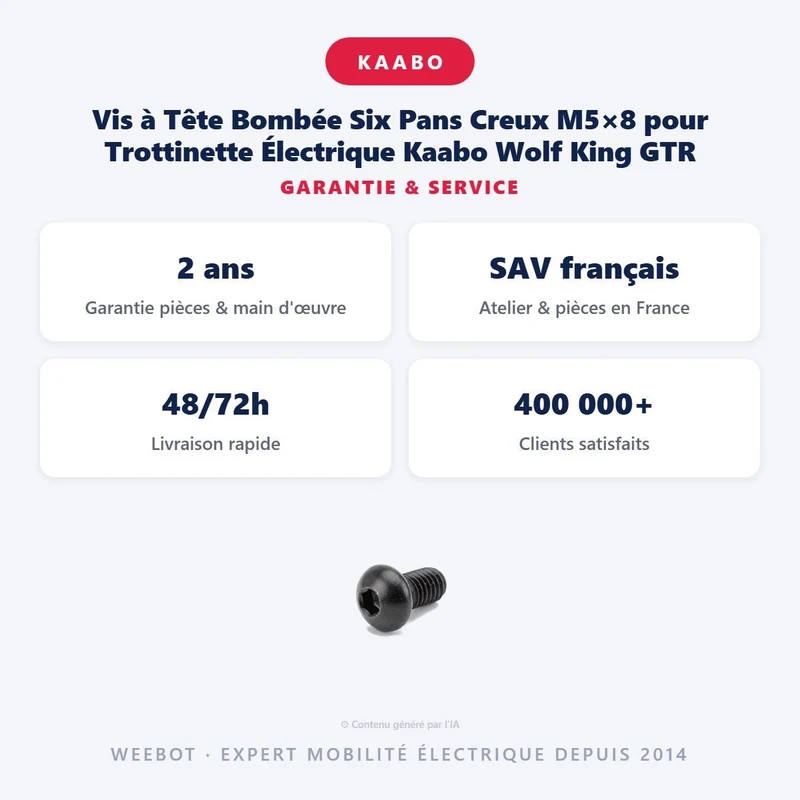 Vis à Tête Bombée Six Pans Creux M5×8 pour Trottinette Électrique Kaabo Wolf King GTR