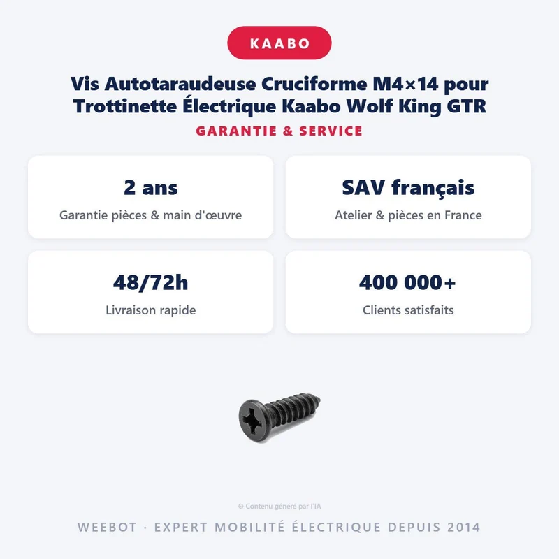 Vis Autotaraudeuse Cruciforme M4×14 pour Trottinette Électrique Kaabo Wolf King GTR