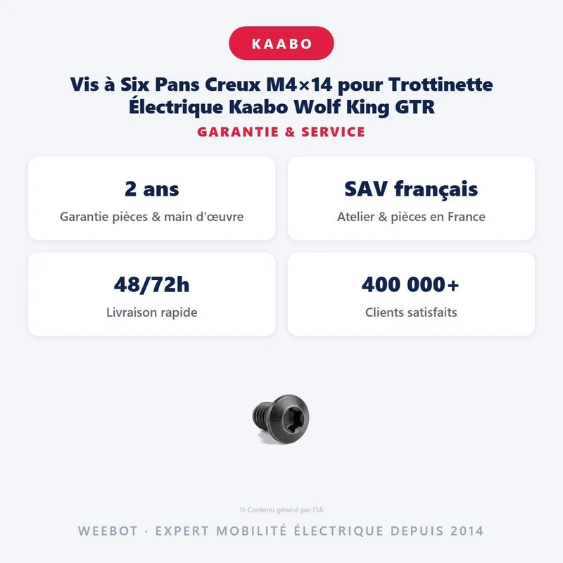 Vis à Six Pans Creux M4×14 pour Trottinette Électrique Kaabo Wolf King GTR