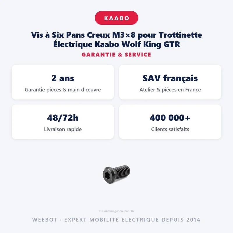 Vis à Six Pans Creux M3×8 pour Trottinette Électrique Kaabo Wolf King GTR