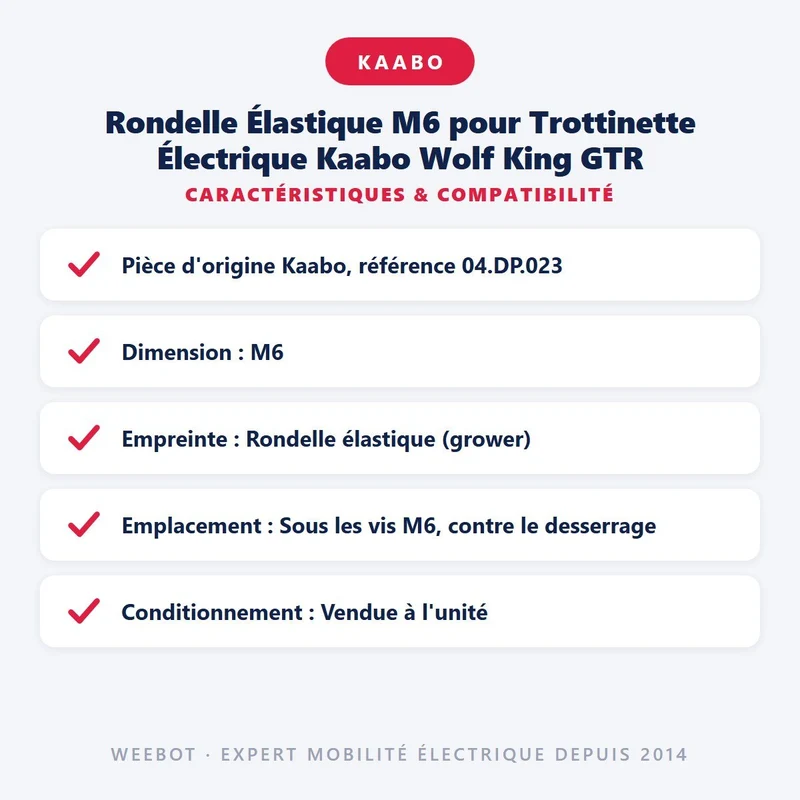 Rondelle Élastique M6 pour Trottinette Électrique Kaabo Wolf King GTR