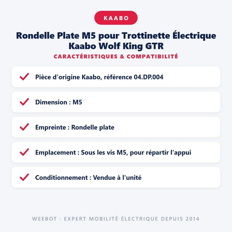 Rondelle Plate M5 pour Trottinette Électrique Kaabo Wolf King GTR