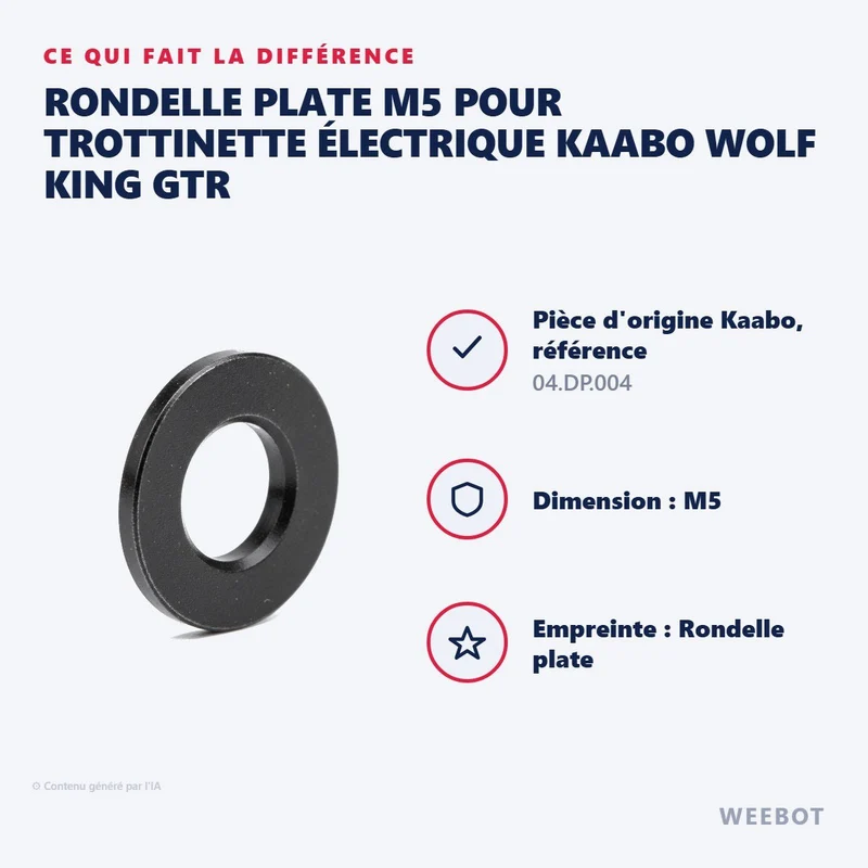 Rondelle Plate M5 pour Trottinette Électrique Kaabo Wolf King GTR