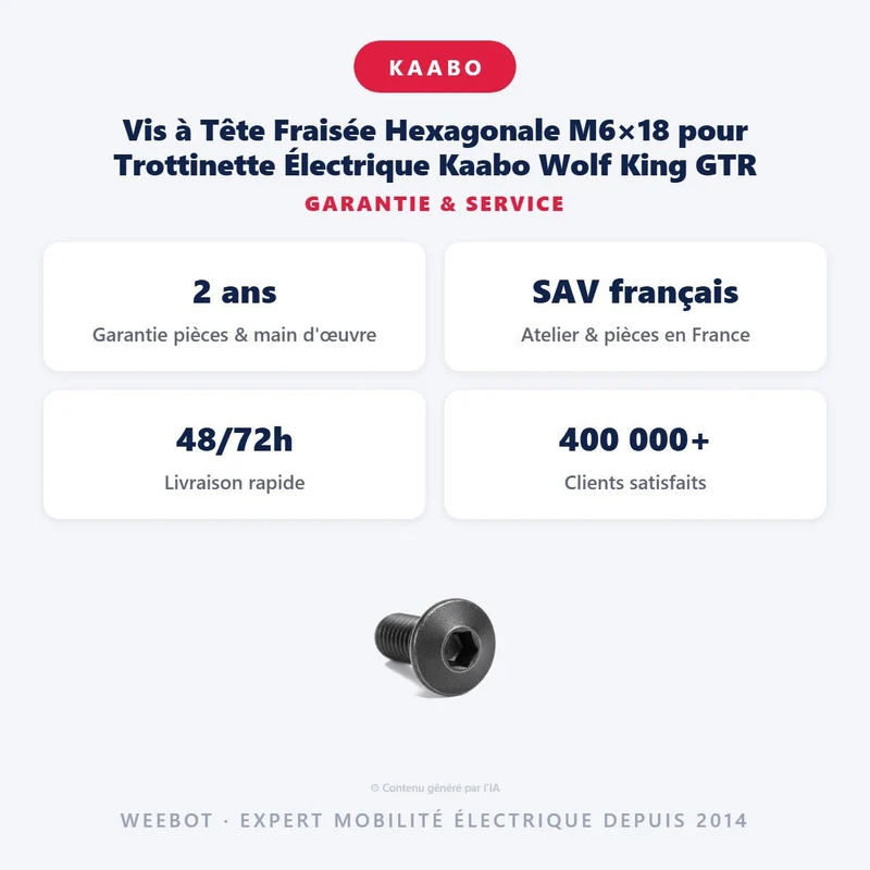 Vis à Tête Fraisée Hexagonale M6×18 pour Trottinette Électrique Kaabo Wolf King GTR