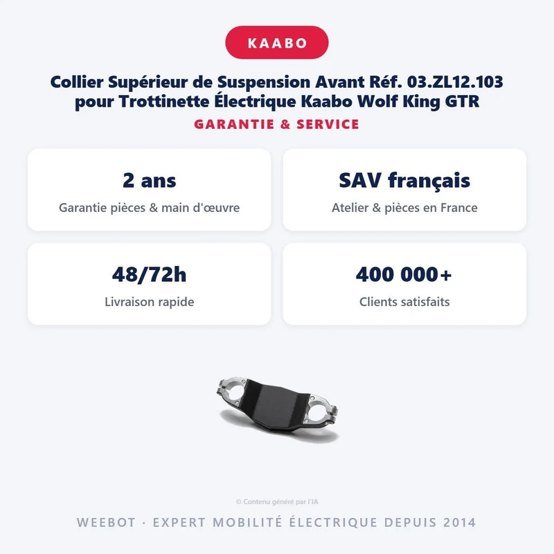 Collier Supérieur de Suspension Avant Réf. 03.ZL12.103 pour Trottinette Électrique Kaabo Wolf King GTR