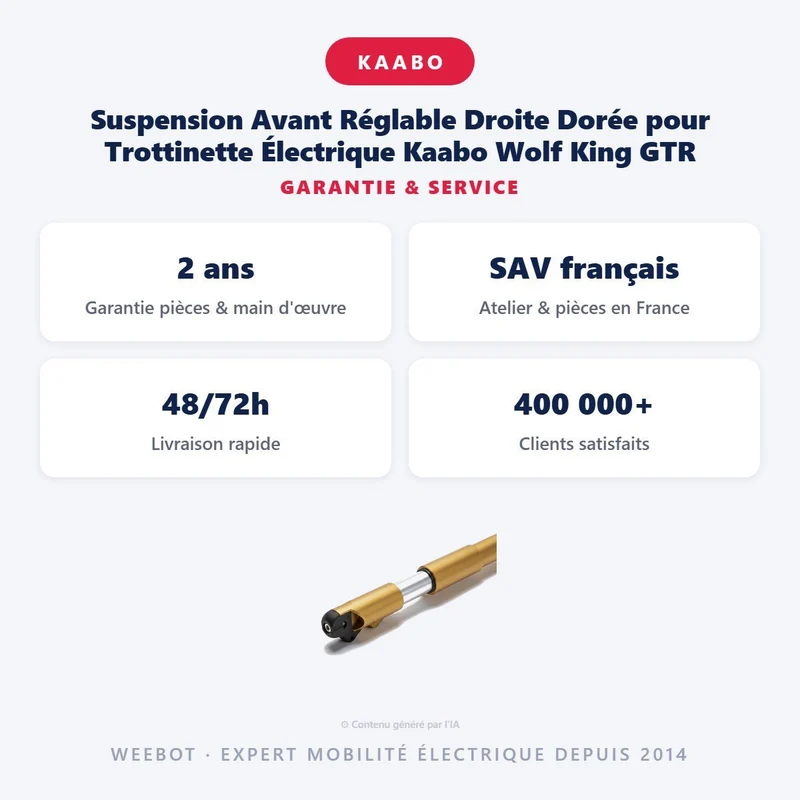 Suspension Avant Réglable Droite Dorée pour Trottinette Électrique Kaabo Wolf King GTR