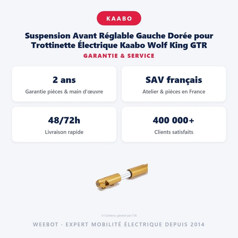 Suspension Avant Réglable Gauche Dorée pour Trottinette Électrique Kaabo Wolf King GTR