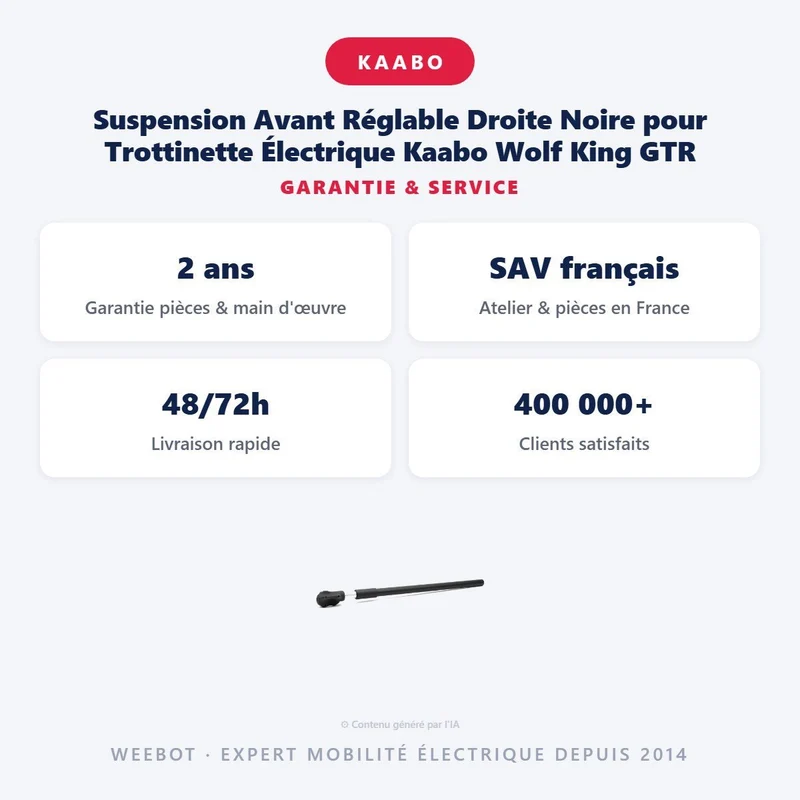 Suspension Avant Réglable Droite Noire pour Trottinette Électrique Kaabo Wolf King GTR