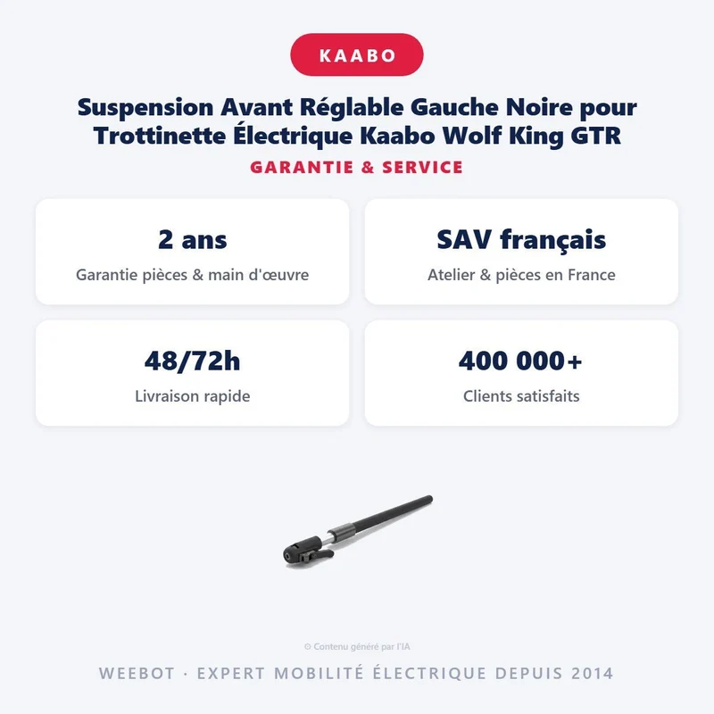 Suspension Avant Réglable Gauche Noire pour Trottinette Électrique Kaabo Wolf King GTR