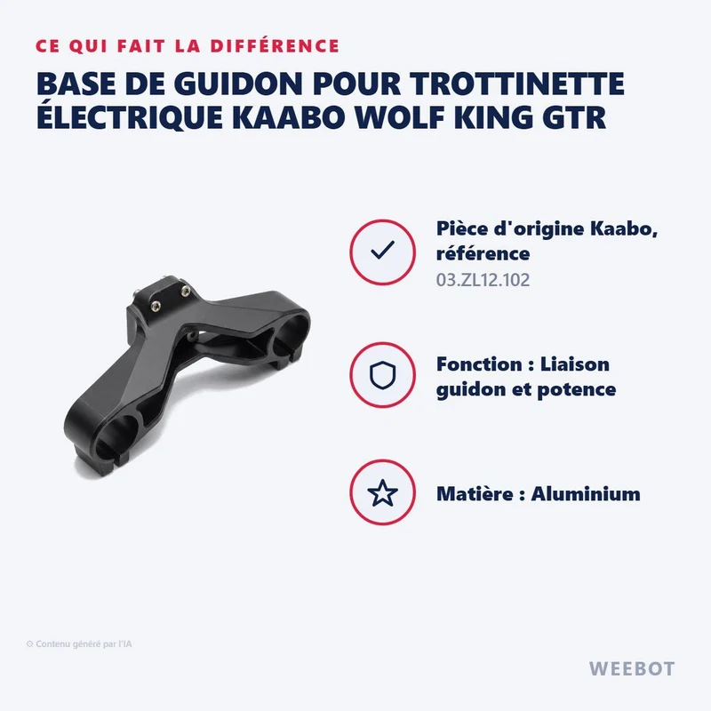 Base de Guidon pour Trottinette Électrique Kaabo Wolf King GTR