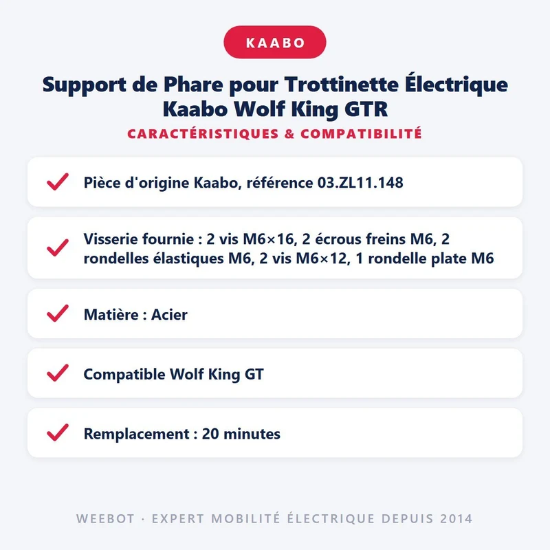 Support de Phare pour Trottinette Électrique Kaabo Wolf King GTR