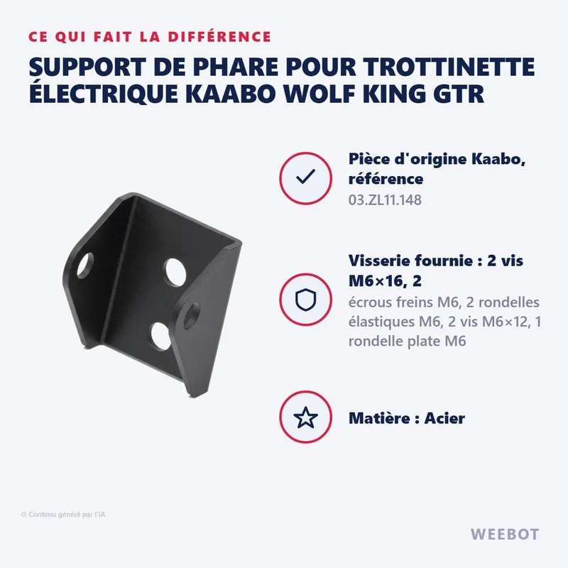 Support de Phare pour Trottinette Électrique Kaabo Wolf King GTR