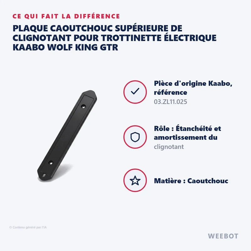 Plaque Caoutchouc Supérieure de Clignotant pour Trottinette Électrique Kaabo Wolf King GTR