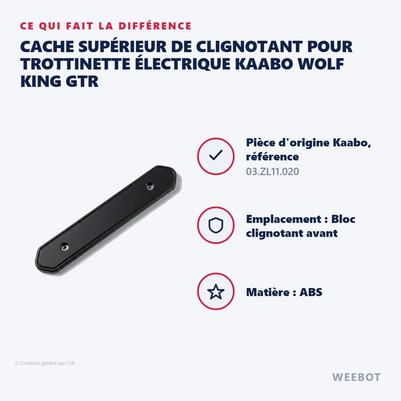 Cache Supérieur de Clignotant pour Trottinette Électrique Kaabo Wolf King GTR
