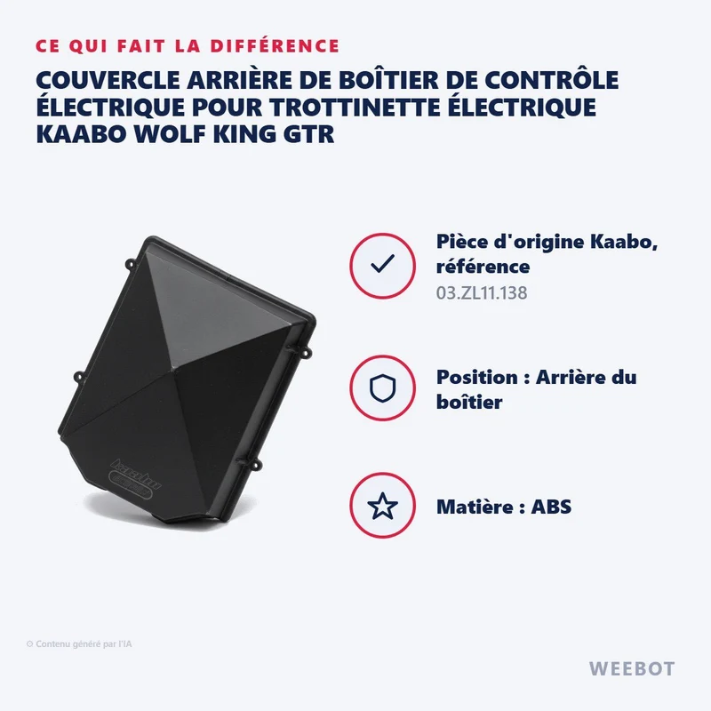 Couvercle Arrière de Boîtier de Contrôle Électrique pour Trottinette Électrique Kaabo Wolf King GTR
