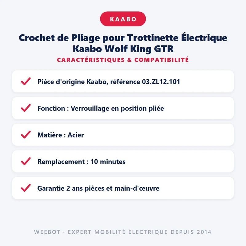 Crochet de Pliage pour Trottinette Électrique Kaabo Wolf King GTR