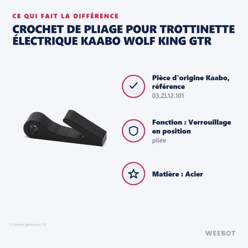 Crochet de Pliage pour Trottinette Électrique Kaabo Wolf King GTR