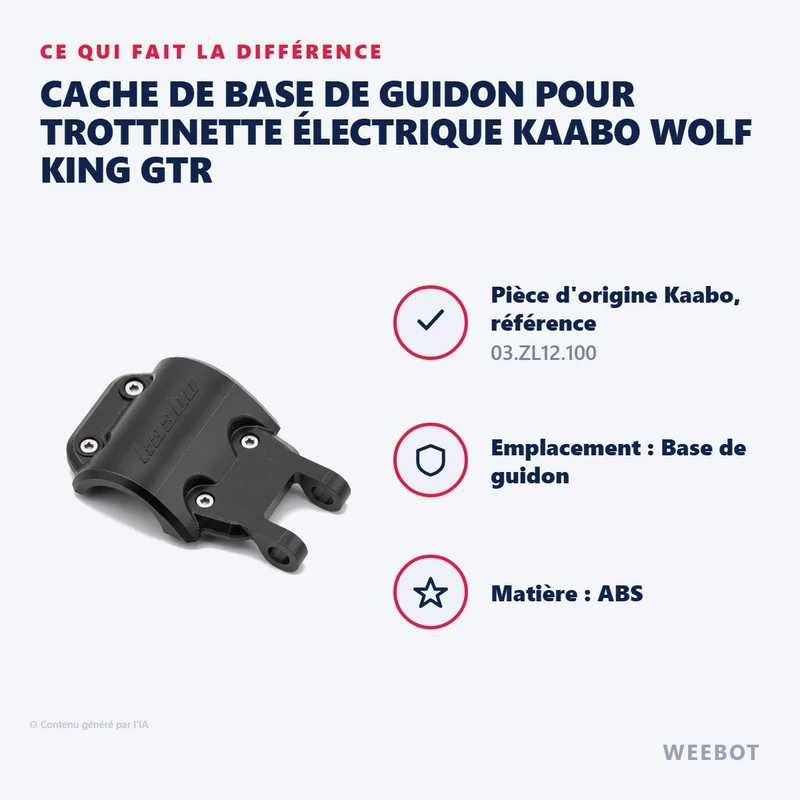 Cache de Base de Guidon pour Trottinette Électrique Kaabo Wolf King GTR