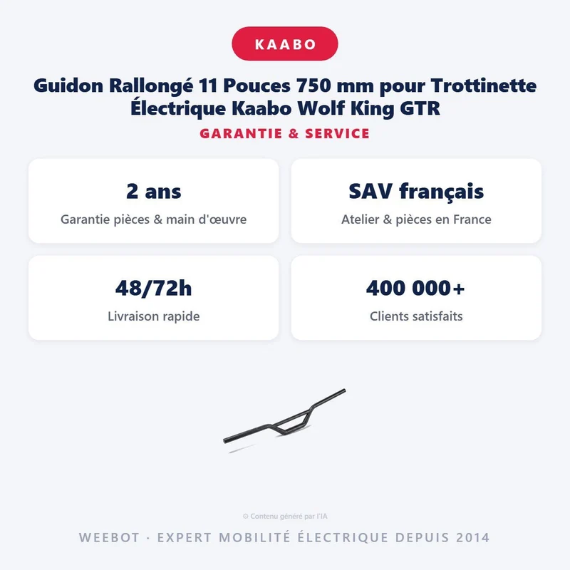 Guidon Rallongé 11 Pouces 750 mm pour Trottinette Électrique Kaabo Wolf King GTR
