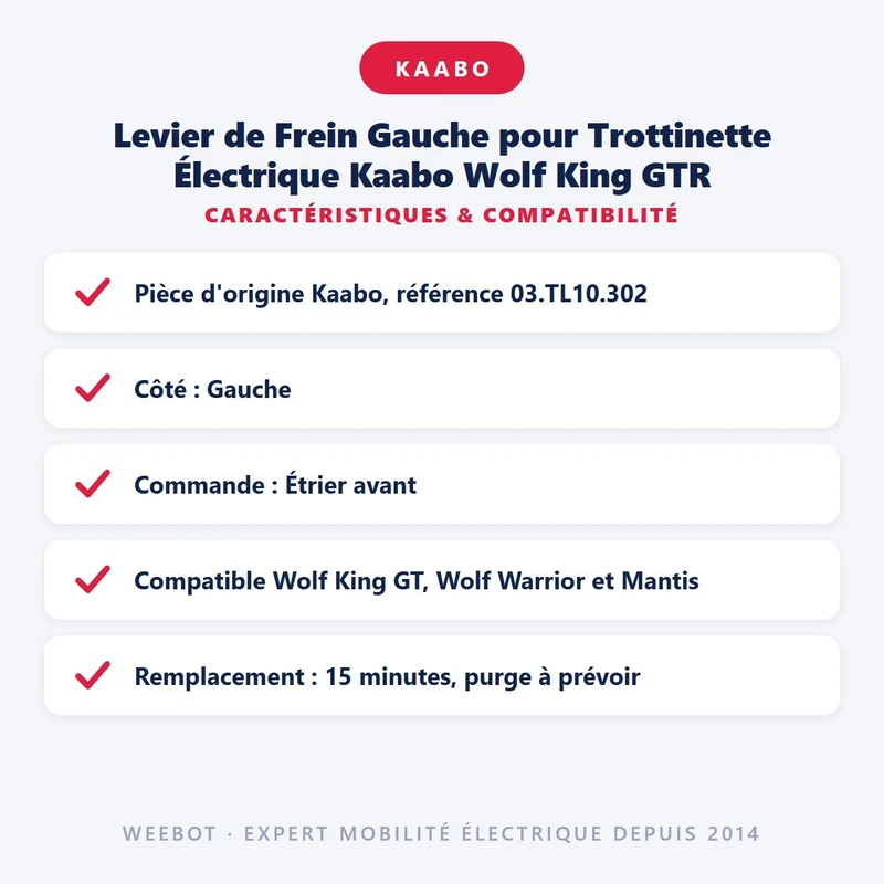Levier de Frein Gauche pour Trottinette Électrique Kaabo Wolf King GTR