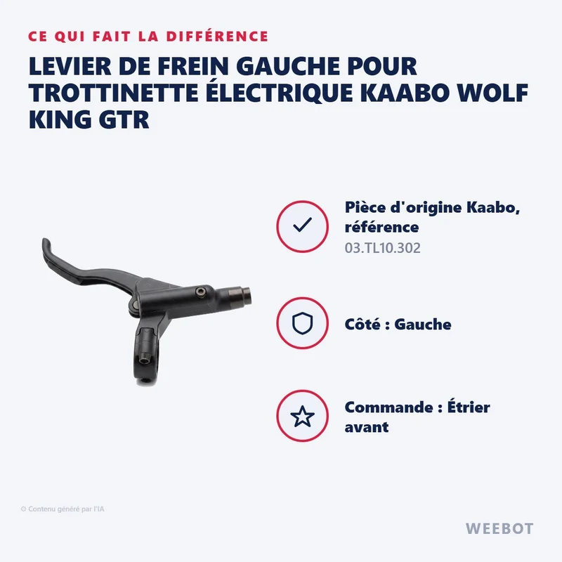 Levier de Frein Gauche pour Trottinette Électrique Kaabo Wolf King GTR