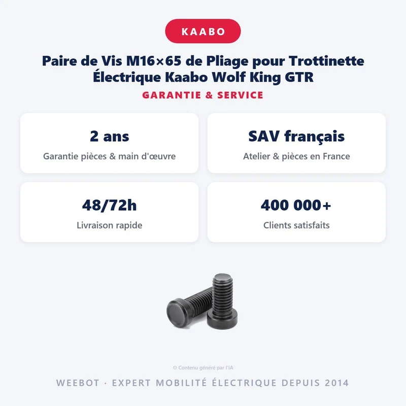 Paire de Vis M16×65 de Pliage pour Trottinette Électrique Kaabo Wolf King GTR
