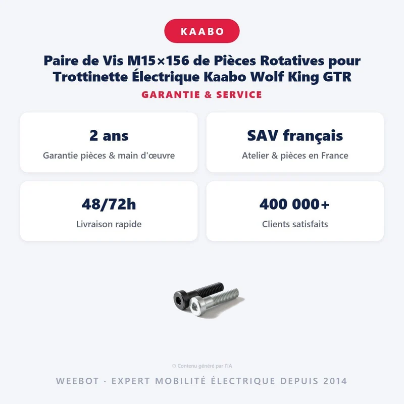 Paire de Vis M15×156 de Pièces Rotatives pour Trottinette Électrique Kaabo Wolf King GTR
