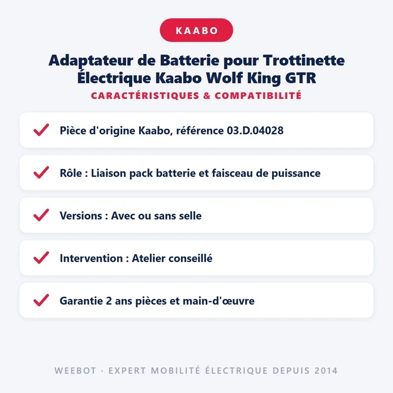 Adaptateur de Batterie pour Trottinette Électrique Kaabo Wolf King GTR