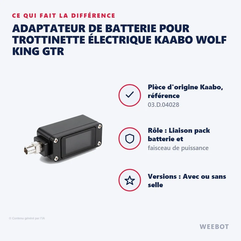 Adaptateur de Batterie pour Trottinette Électrique Kaabo Wolf King GTR