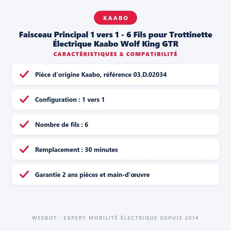 Faisceau Principal 1 vers 1 - 6 Fils pour Trottinette Électrique Kaabo Wolf King GTR