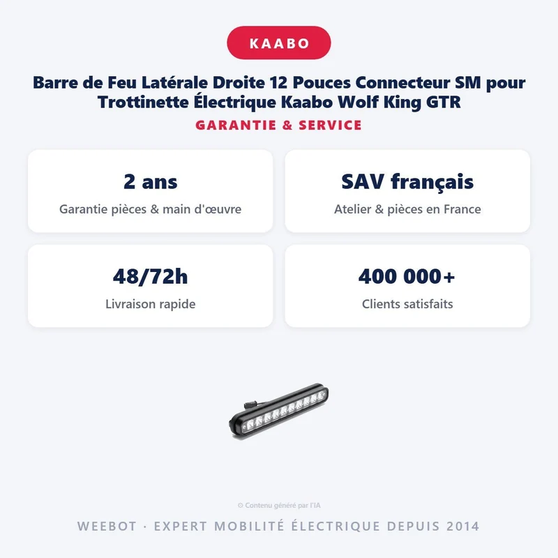 Barre de Feu Latérale Droite 12 Pouces Connecteur SM pour Trottinette Électrique Kaabo Wolf King GTR