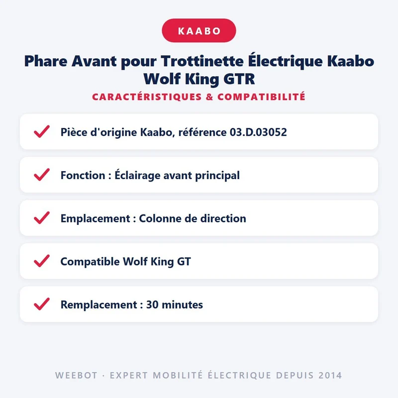 Phare Avant pour Trottinette Électrique Kaabo Wolf King GTR