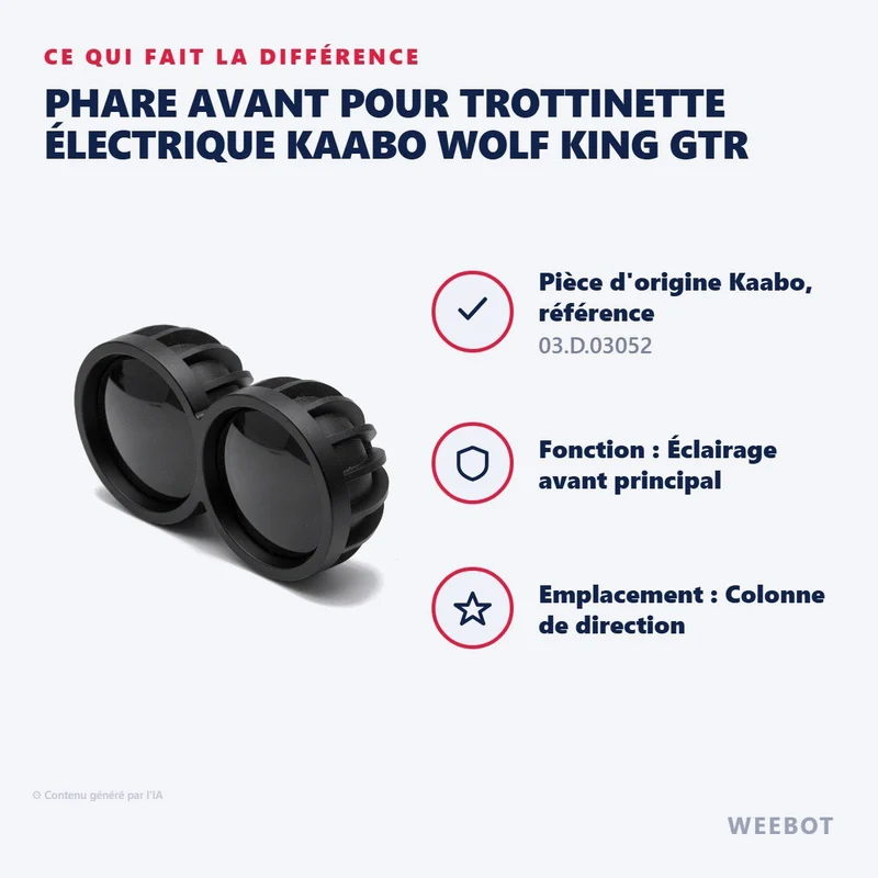 Phare Avant pour Trottinette Électrique Kaabo Wolf King GTR