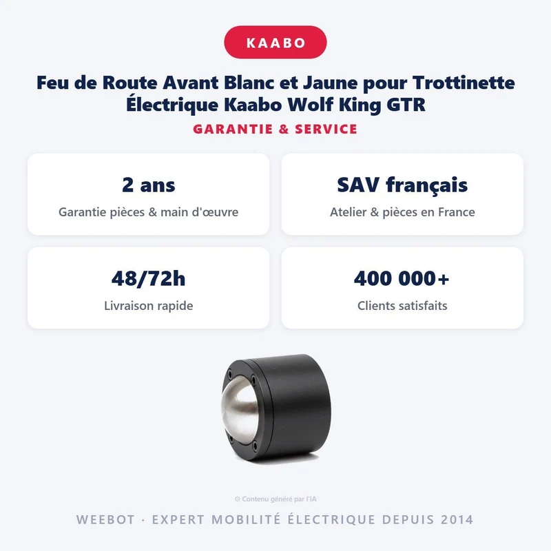 Feu de Route Avant Blanc et Jaune pour Trottinette Électrique Kaabo Wolf King GTR