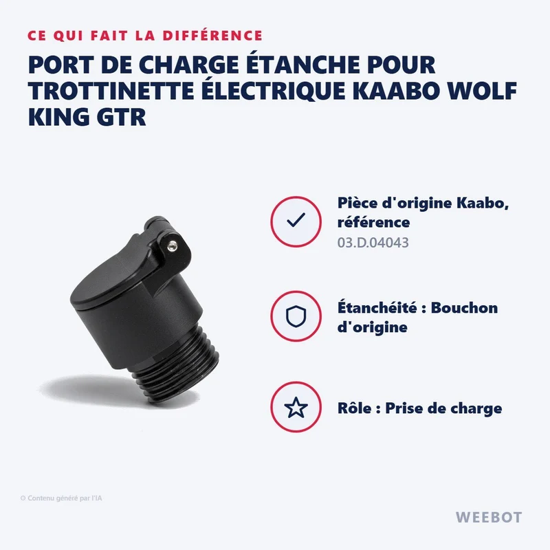 Port de Charge Étanche pour Trottinette Électrique Kaabo Wolf King GTR