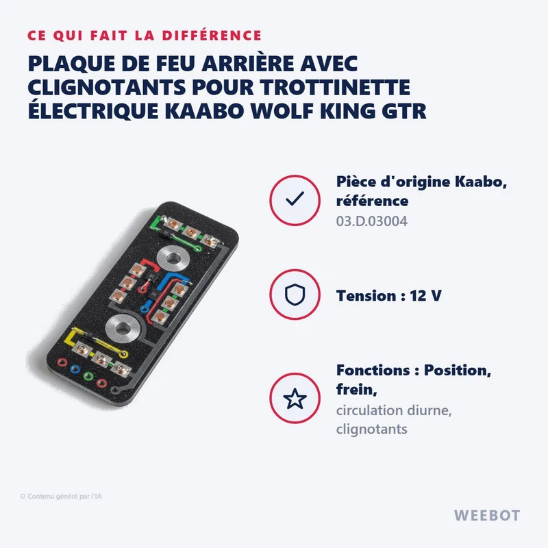 Plaque de Feu Arrière avec Clignotants pour Trottinette Électrique Kaabo Wolf King GTR