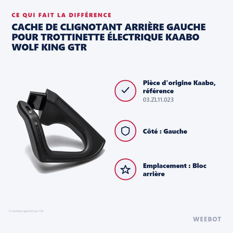 Cache de Clignotant Arrière Gauche pour Trottinette Électrique Kaabo Wolf King GTR