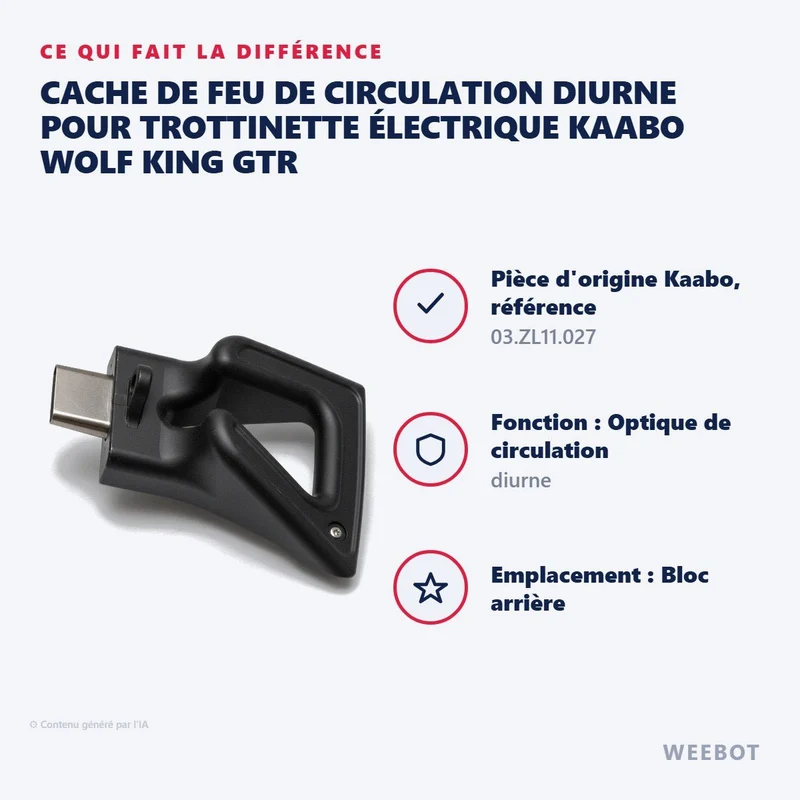 Cache de Feu de Circulation Diurne pour Trottinette Électrique Kaabo Wolf King GTR