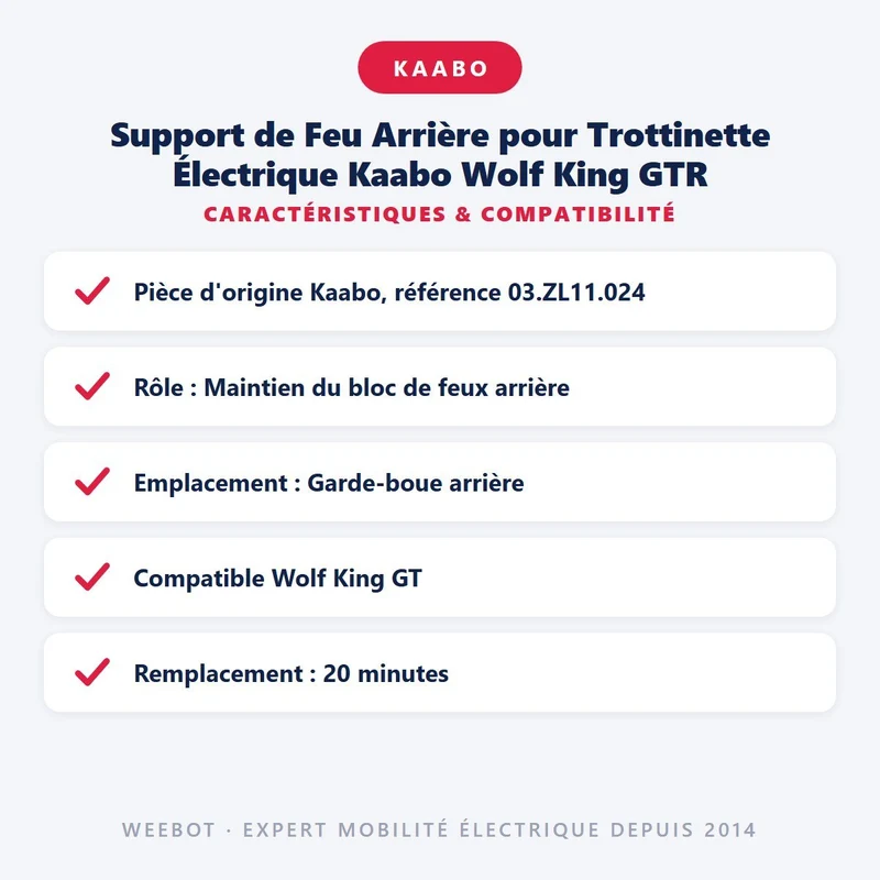 Support de Feu Arrière pour Trottinette Électrique Kaabo Wolf King GTR