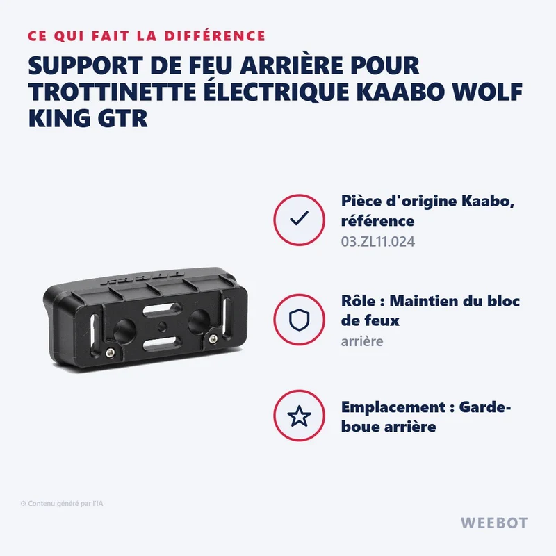 Support de Feu Arrière pour Trottinette Électrique Kaabo Wolf King GTR