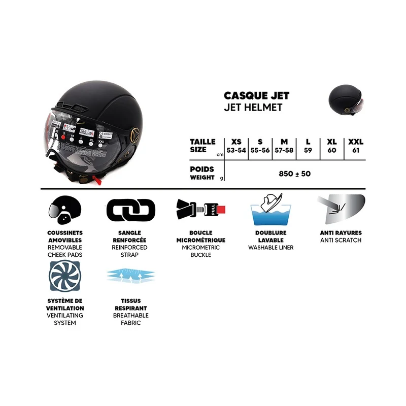 Casque JET à visière rétractable
