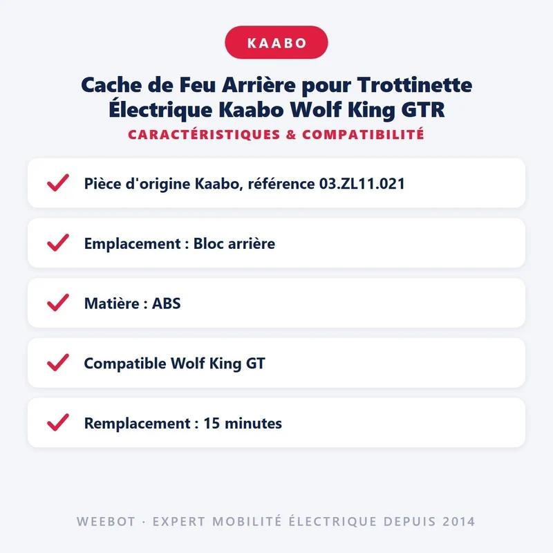 Cache de Feu Arrière pour Trottinette Électrique Kaabo Wolf King GTR