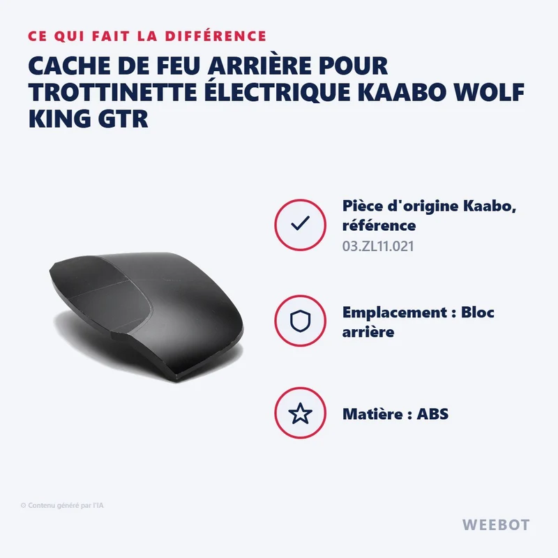 Cache de Feu Arrière pour Trottinette Électrique Kaabo Wolf King GTR