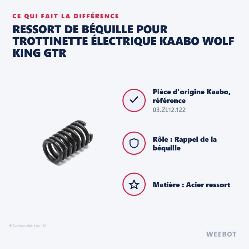 Ressort de Béquille pour Trottinette Électrique Kaabo Wolf King GTR