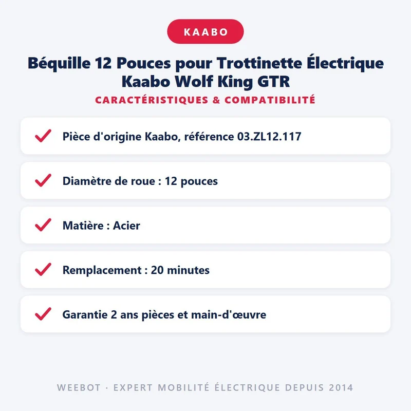 Béquille 12 Pouces pour Trottinette Électrique Kaabo Wolf King GTR