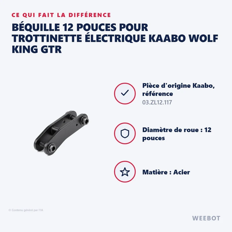 Béquille 12 Pouces pour Trottinette Électrique Kaabo Wolf King GTR